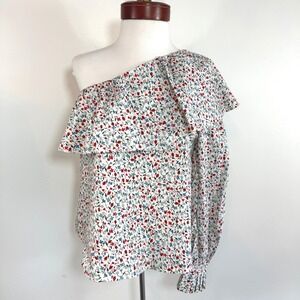 Zara One Shoulder Ditsy Floral Blouse Top Floral Cottagecore Feminine Garden S